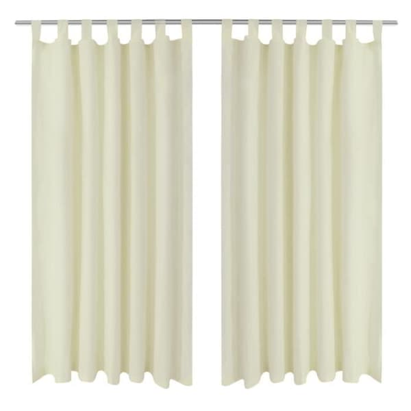 2 st Cream Micro Satin Loop Gardin 140 x 245 cm