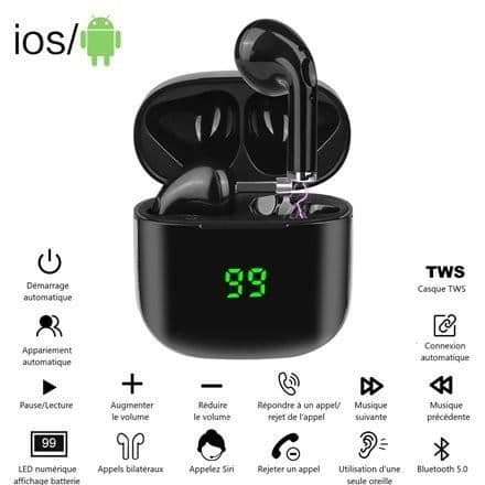 TRÅDLÖSA BLUETOOTH-HÖRLURAR - SVART