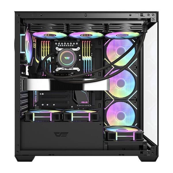 Datasystem - DARKFLASH - DS900 - 7 ARGB-fläktar - ATX-kompatibilitet - Svart