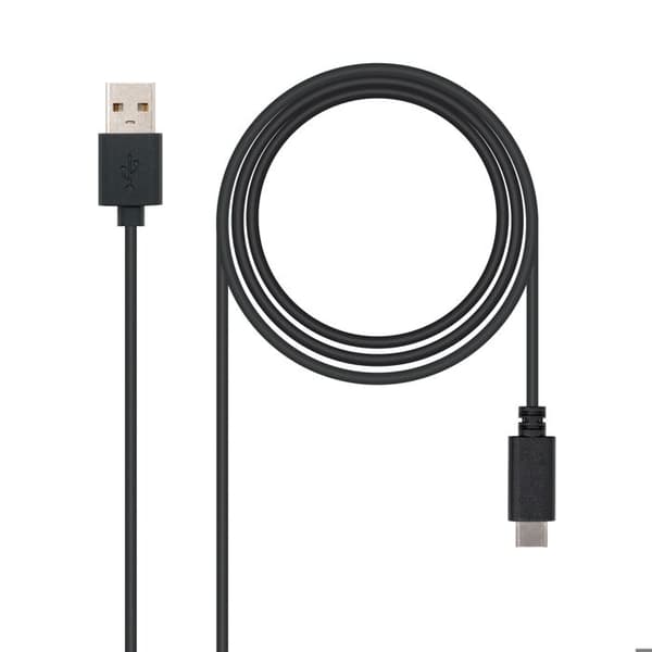 USB 2.0-kabel - Nanocable - 2m - USB C - 2 x USB A - Hane-Hane - Svart