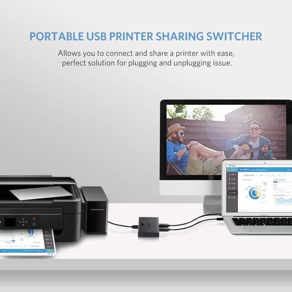 KVM-switch - Ugreen - USB 2.0 - 2 portar - Plug and Play - LED-indikator
