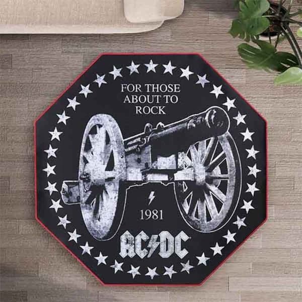 Spelmatta - AC/DC - 1 meter i diameter - Hållbar polyester - Halkskyddande