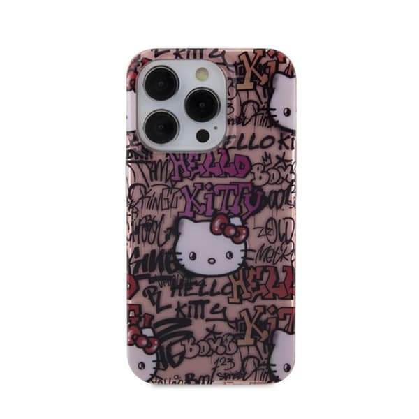 Telefonfodral - HELLO KITTY - iPhone 14 Pro Max - Rosa - Flexibelt - Graffiti Design