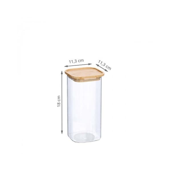 Glasburk i kvadratisk form med bambu 1,3 L