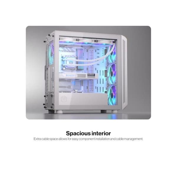 Gaming PC Chassi ATX - ENDORFY - Arx 700 Vit ARGB - 4 Fläktar Inkluderade - ARGB Belysning
