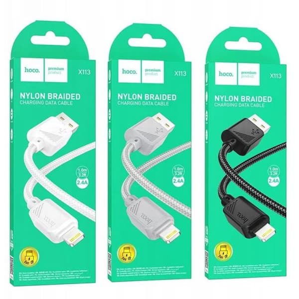 Accessoire - reservdel pda Hoco USB A till Lightning 2,4 A 1 m X113 grå