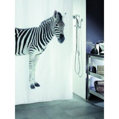 Duschdraperi - Spirella - Zebra - 180x200cm - 100% Polyester - Svart och Vit