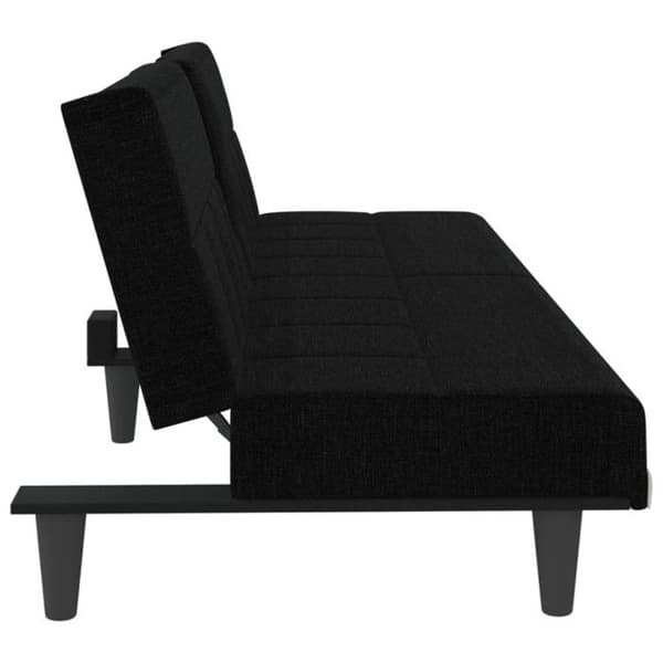 vidaXL Sängsoffa med kopphållare svart tyg 351865