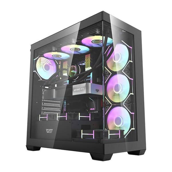 Datasystem - DARKFLASH - DS900 - 7 ARGB-fläktar - ATX-kompatibilitet - Svart
