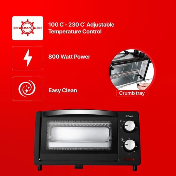 Mini-ugn - Zilan - ZLN4328 - 9L - 800W - Timer med klocka