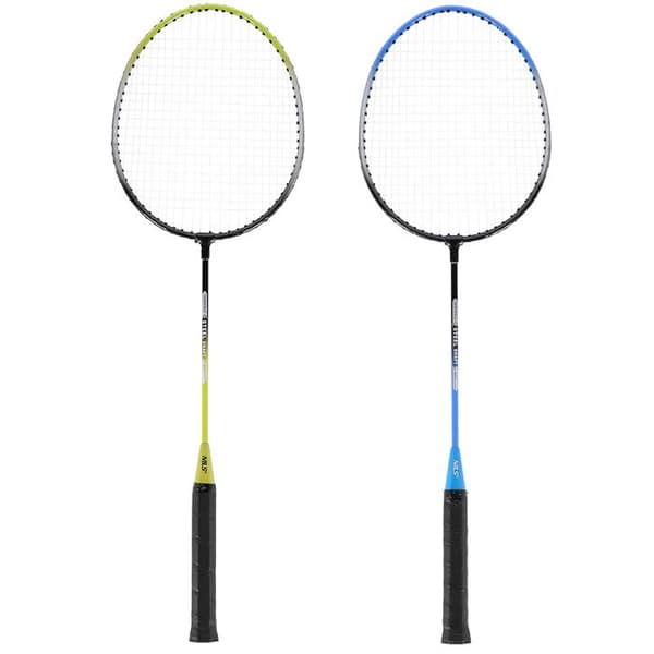 Badmintonset - NILS - 4 racketar - 3 nylonshögar - Nät 195x22 cm - Fällbara stolpar