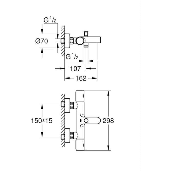 GROHE Precision Get termostatisk badduschblandare - Väggmontering - Krom