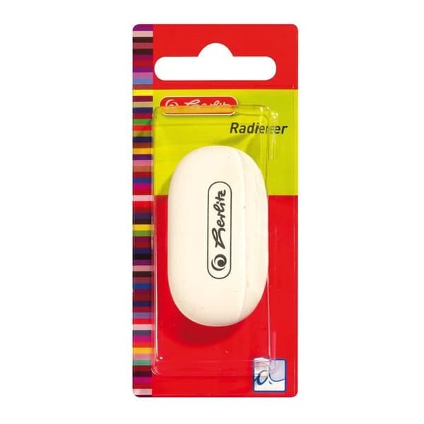 HERLITZ oval vit gummi suddgummi för grafit - 49×18×110 mm