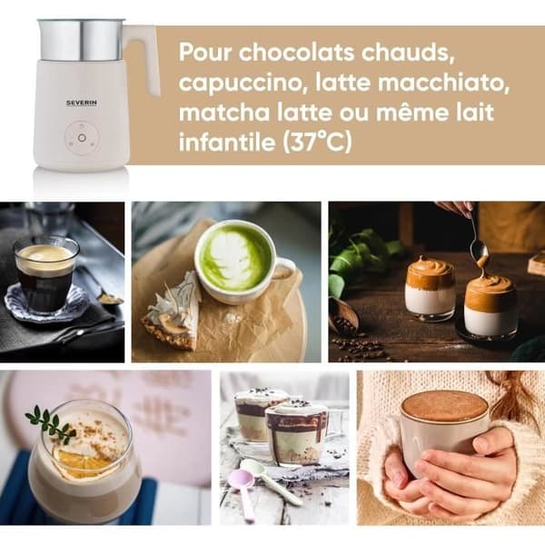 Induktionsmjölkskummare - SEVERIN - Spuma Lite, chokladfunktion, 3 program, 500W, 400ml - Beige - SM 3589