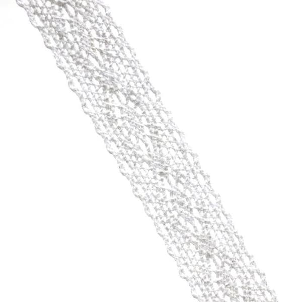 DIYI Volangspetsband 12 m x 2,6 cm - 100% bomull, vit