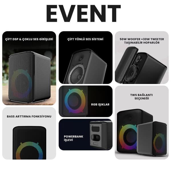 Multimedia Högtalare - HiFuture - EVENT - Bluetooth - 180W - Svart