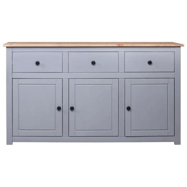 vidaXL Skänk Grå 135x40x80 cm Solid Pine Panama Sortiment 282704