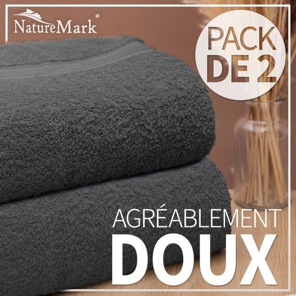 Frottéhanddukar 2-pack 70x140cm, 100% bomull, antracitgrå.