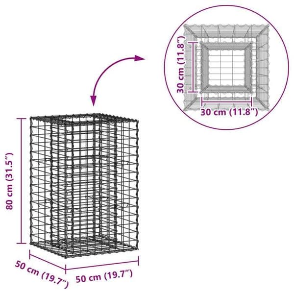 vidaXL Hög säng gabion Silver 42033326