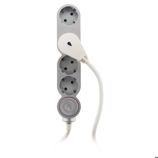 Multikontakt + strömbrytare 4 Schuko-kontakter 16A - Grå - Zenitech