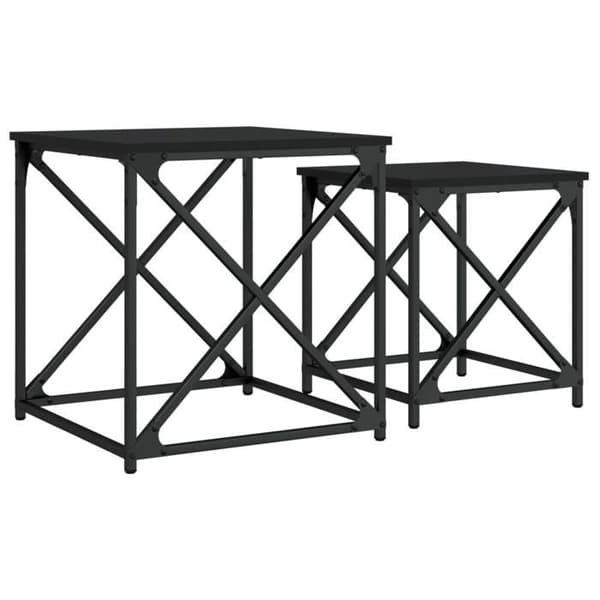 vidaXL Häckande soffbord 2 st Black Engineered Wood 838943