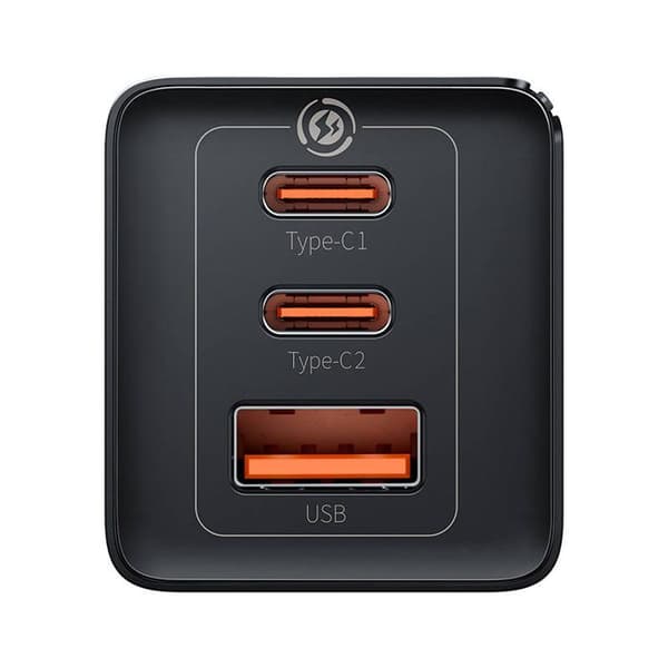 Väggladdare - BASEUS - GAN5 PRO - 2xUSB-C + USB - 65W - Svart