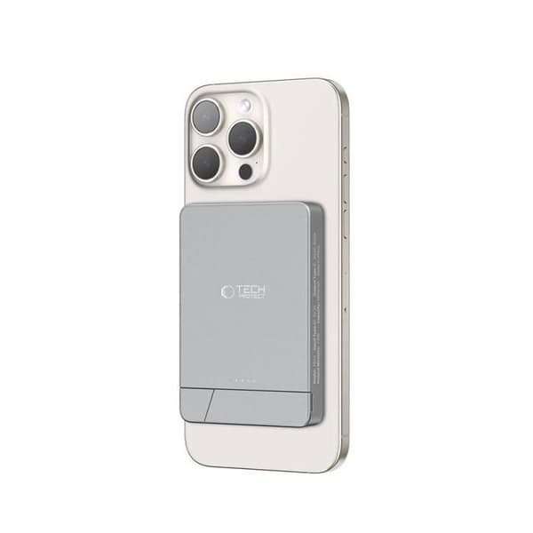MagSafe externbatteri Tech-Protect PB14 5000 mAh Pop-up Grå sidereal Vit
