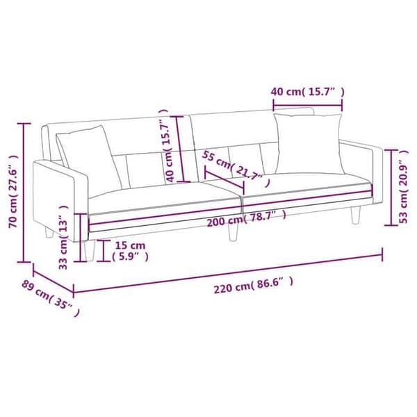 vidaXL Sängsoffa med mörkgrå kuddar tyg 351876