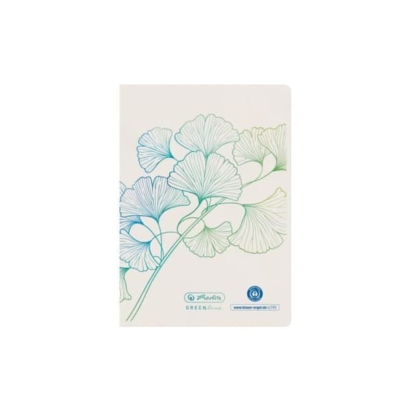 Herlitz Greenline Bloc-Notes A6 32 ark - linjerad, vit, blommönster, rundade hörn