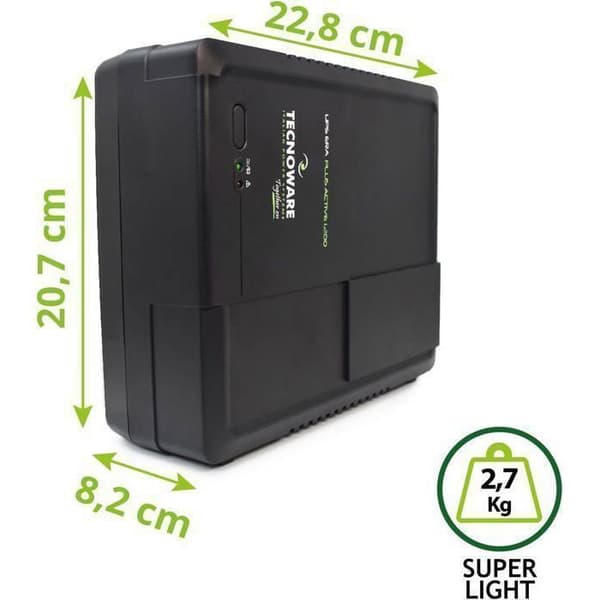 Ondulator - Tecnoware - UPS ERA PLUS ACTIVE 1200 - 1200VA - Skydd för PC, Mac, Spelkonsol - AVR Plus