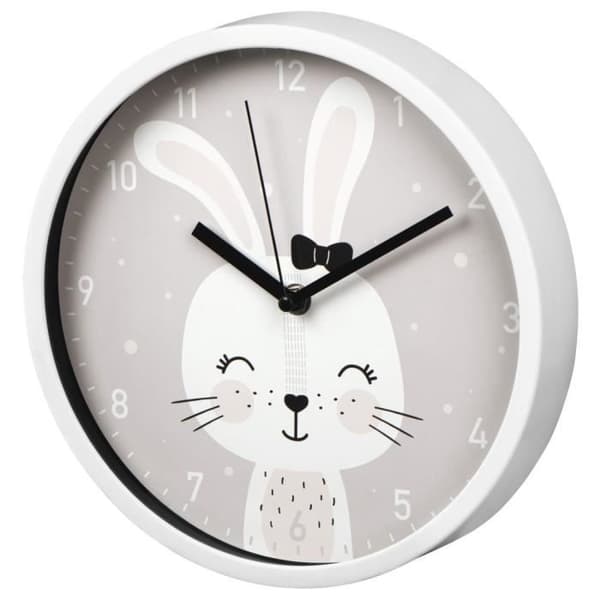Väggklocka för barn - HAMA - Lovely Bunny - Tyst - Ø 25 cm - Grå