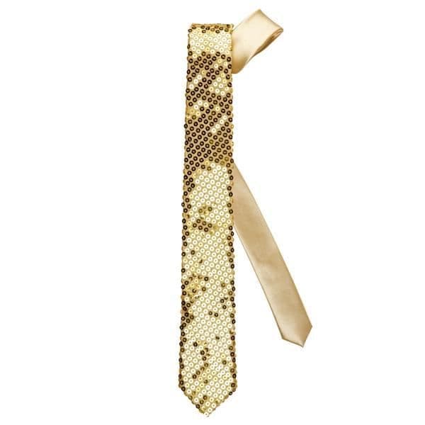 Paljettslips - WIDMANN - Guld - Disco Party Kostym Accessoar