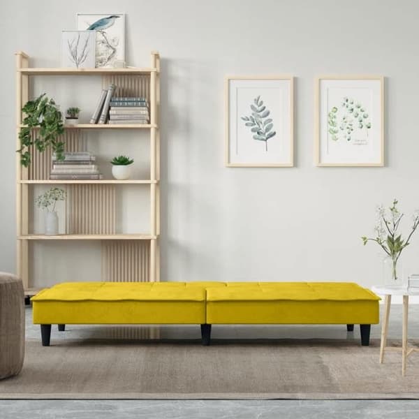 vidaXL Sängsoffa med kopphållare gul sammet 351925
