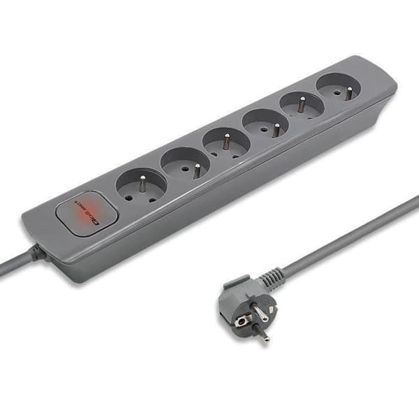 Qoltec Eldosa 6 uttag, 1,8m, Grå - 5901878502779
