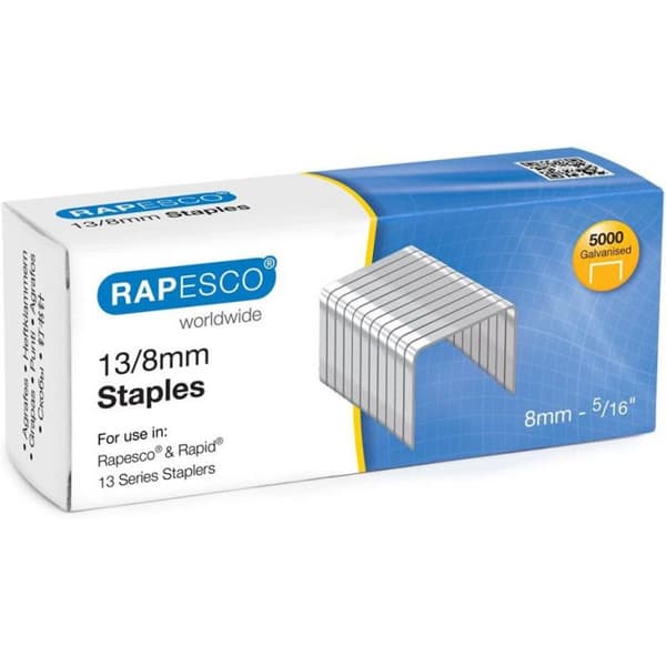 Agraffer - RAPESCO - 13-8mm - Förpackning med 5000 - Galvaniserad - Hög kvalitet