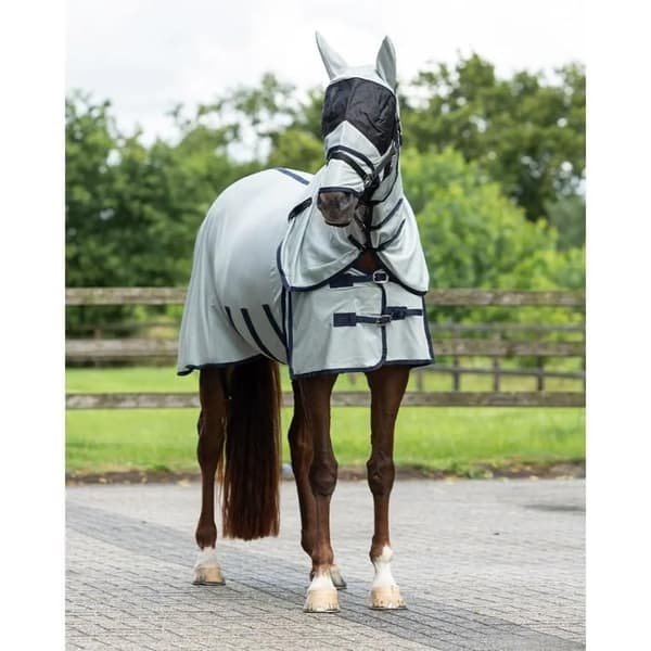 Hästtäcke QHP zebra - Grå - Vit - 115 cm (Total längd: 155 cm)