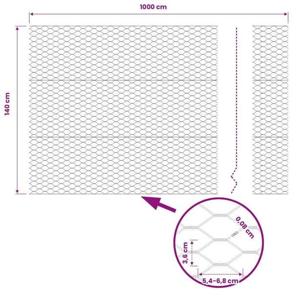 vidaXL Hexagonal stängsel Grå 1,4 x 10 m PVC 42005503