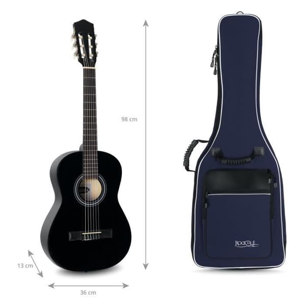 Rocktile Gig Bag för 3/4 & 7/8 klassisk gitarr - Vadderad med remmar (blå)