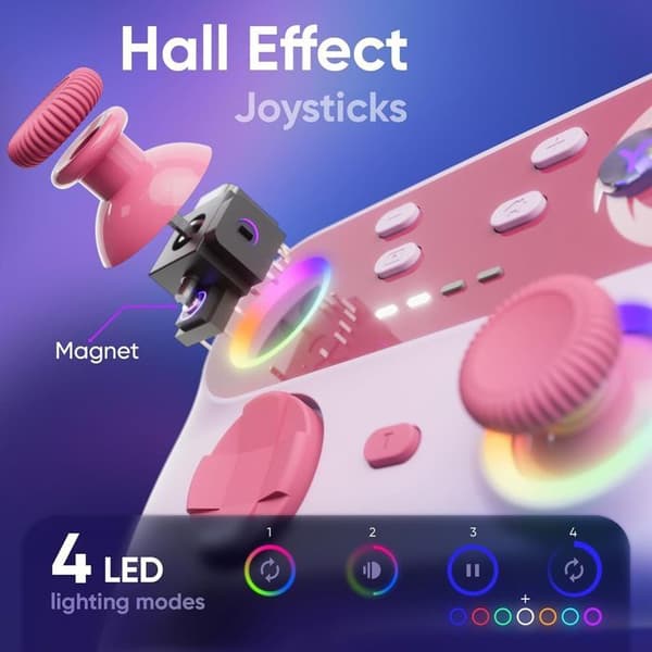 Spelkontroll - ONIVERSE - Walli - Trådlös Bluetooth - Hall Effect joysticks - Kompatibel med Switch & PC