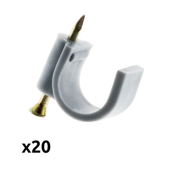 Paket med 20 krokar för montering Ø20mm - Grå - Zenitech