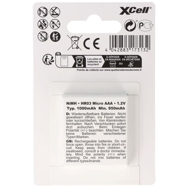 AAA telefonbatteri, micro/AAA telefonackumulator 1000mAh paket om 4