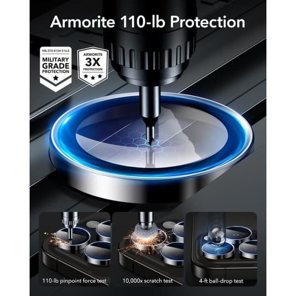 Objektivskydd - ESR - iPhone 16/15/14 Pro Max - Härdat glas - 2 Pack - Svart