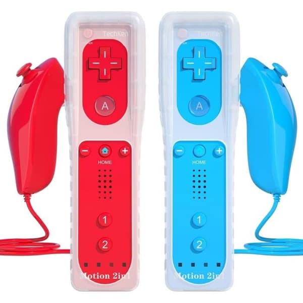 Spelkontroll - TechKen - 2-delad Wii-kontroll - Bluetooth - Vibration - Nunchuk ingår