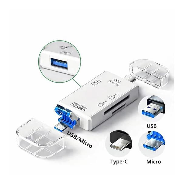 USB 3.0 OTG 6 i 1 kortläsare typ C - USB - Micro USB för smartphone dator