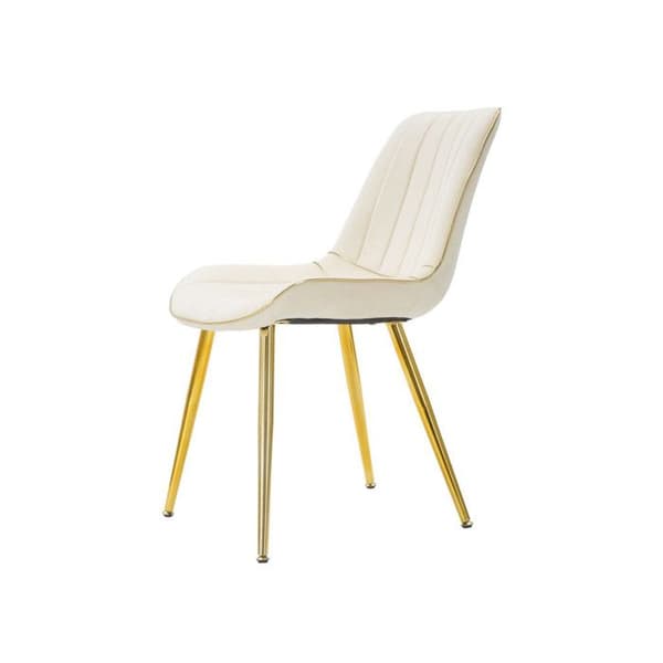 Set med 2 Stolar i Tyg "Paris" 79cm Kräm & Guld