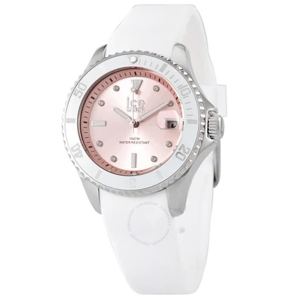 Ice Watch - Dam - 020366 - Vit Silikon - 35 mm - Silver - Rosa