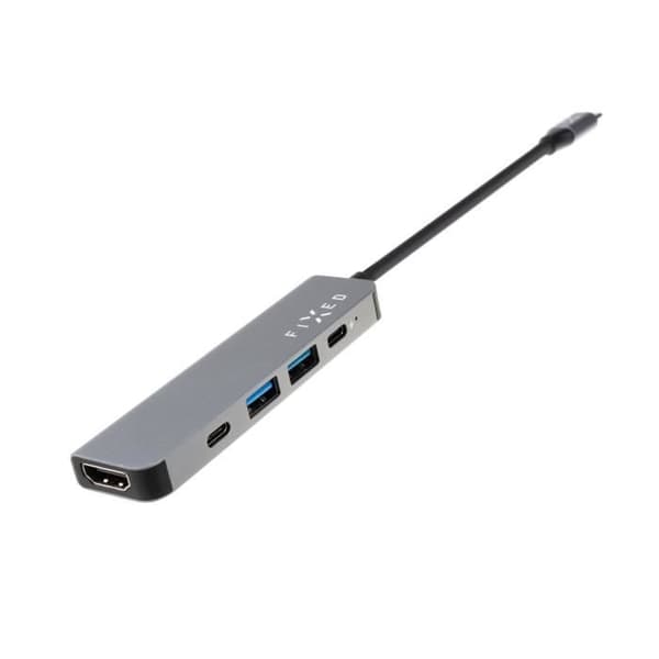 HUB USB-C - FIXERAD - Mini HUB - Aluminium - 5 portar - Grå
