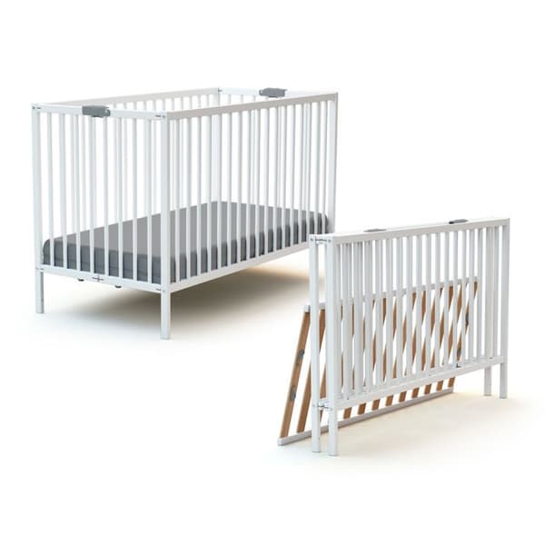 Fällbar spjälsäng - 60 x 120 cm - WEBABY - FLEX - Vit