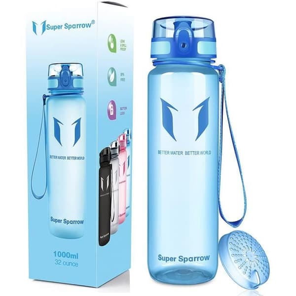 Super Sparrow Vattenflaska - Flaska, 1000ml, Slät-blå