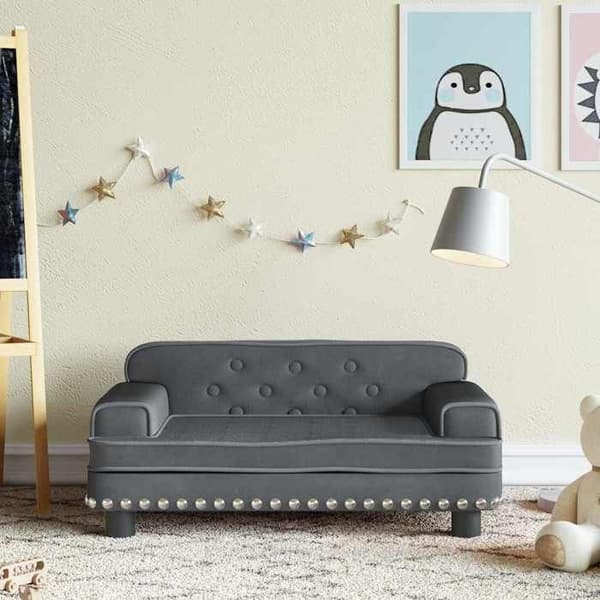 vidaXL Barnsoffa Mörkgrå 70x45x30 cm Sammet 3196295